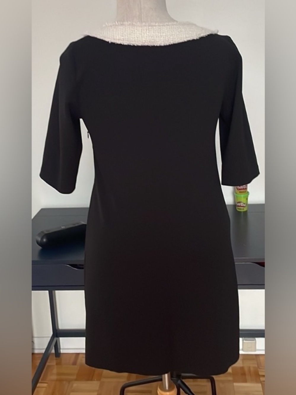 Rinascimento Black Mini Dress with Cream Trim - Picture 4 of 8